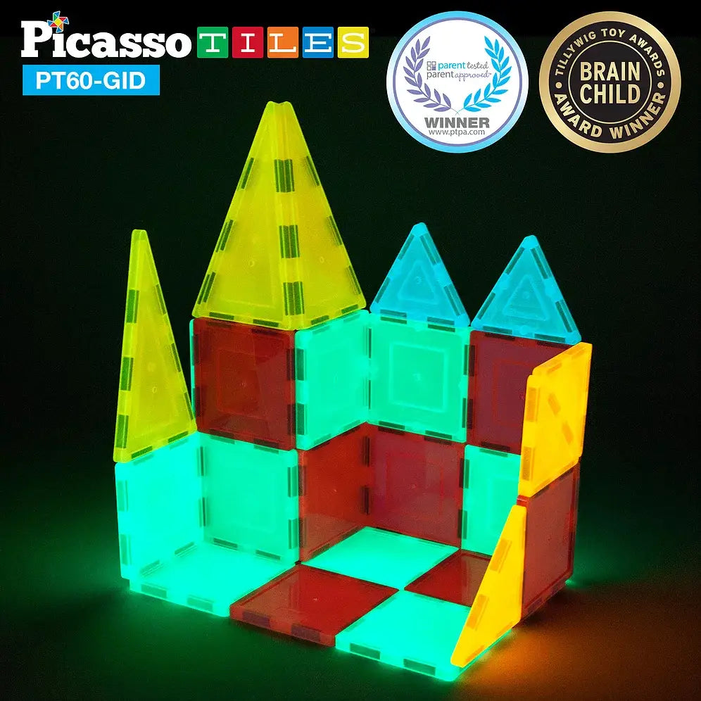 60 Piece PIcasso Tiles Glow in the Dark Tileset
