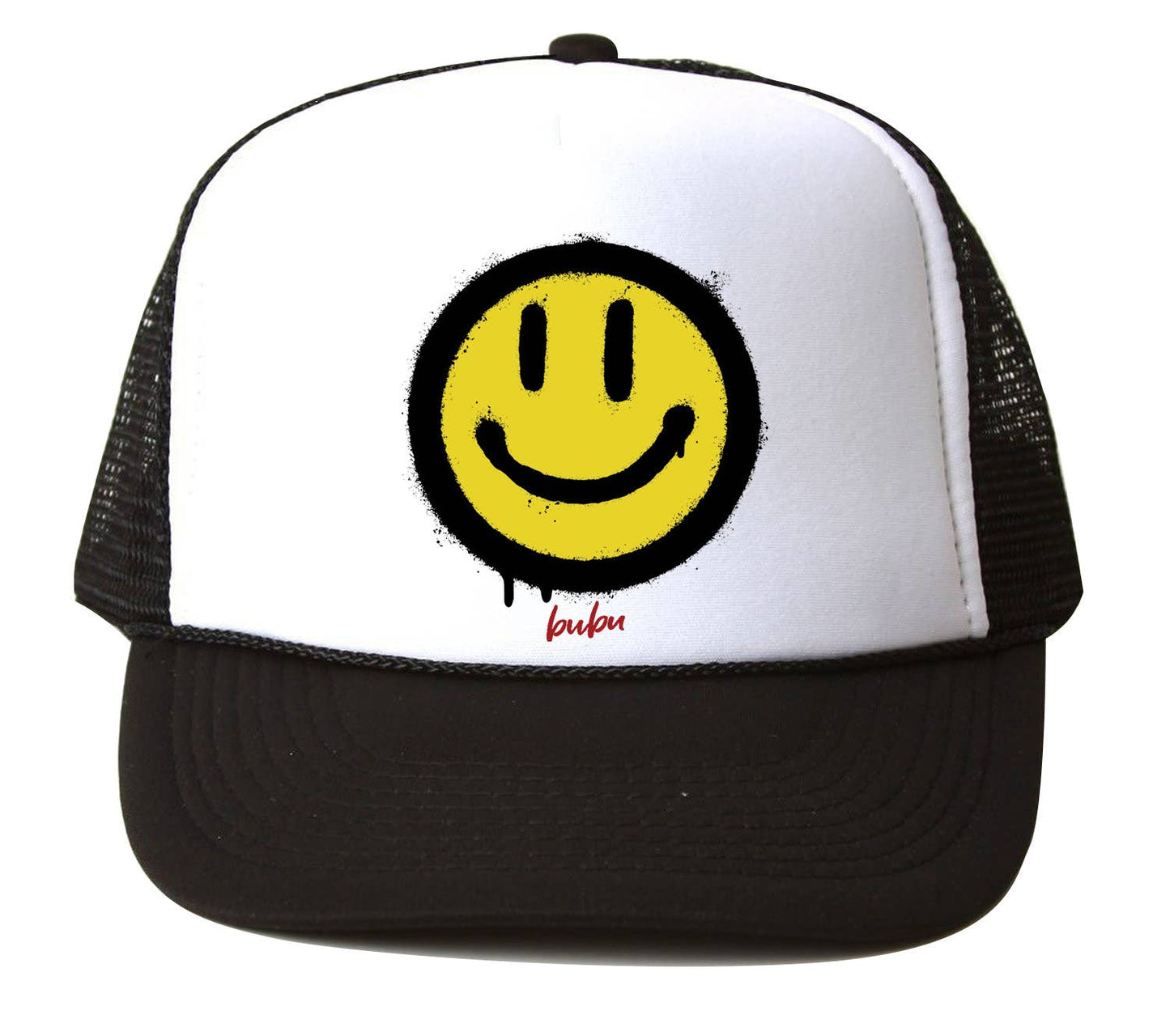 All Smiles Black Smiley Face Trucker Hat