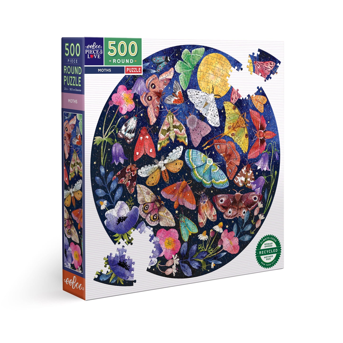 Moths 500 Piece Round Adult Jigsaw Puzzle