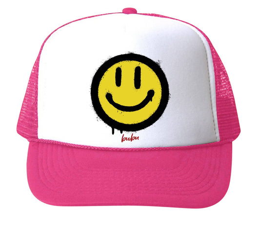 All Smiles Pink Smiley Face Trucker Hat