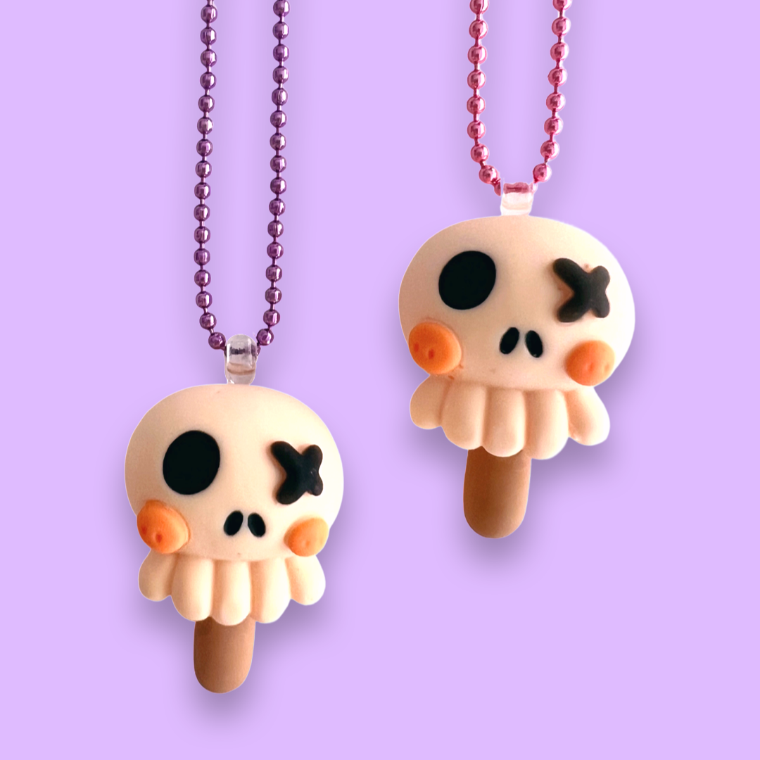 Pop Cutie Halloween Kawaii Skull Popsicle Necklace - Jewelry