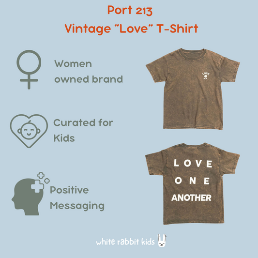 Kid's Vintage Charcoal Grey Love T-Shirt